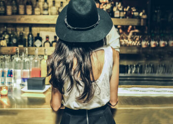 Beautiful,Woman,Is,Ordering,A,Drink,At,The,Bar,,View