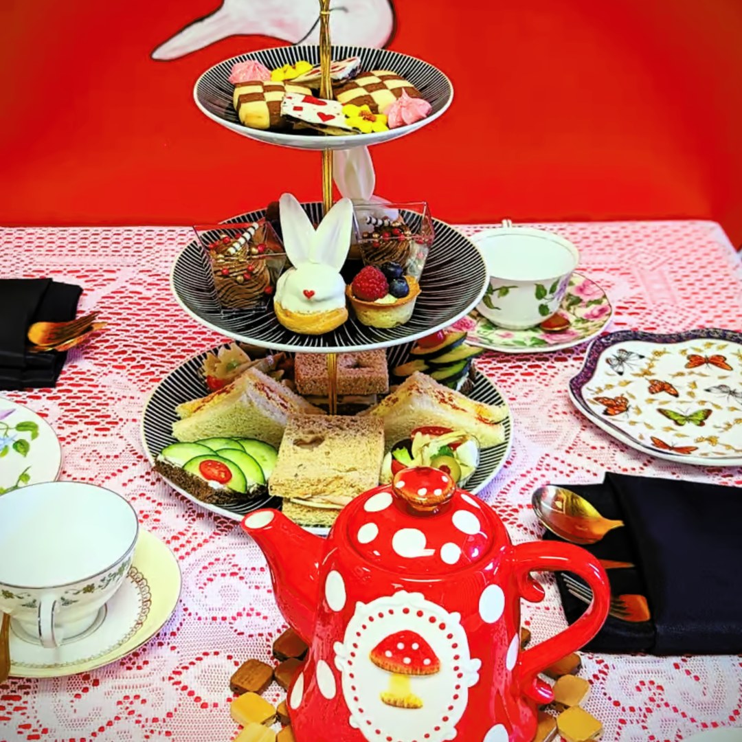 Afternoon tea spread at Queen of Hearts 